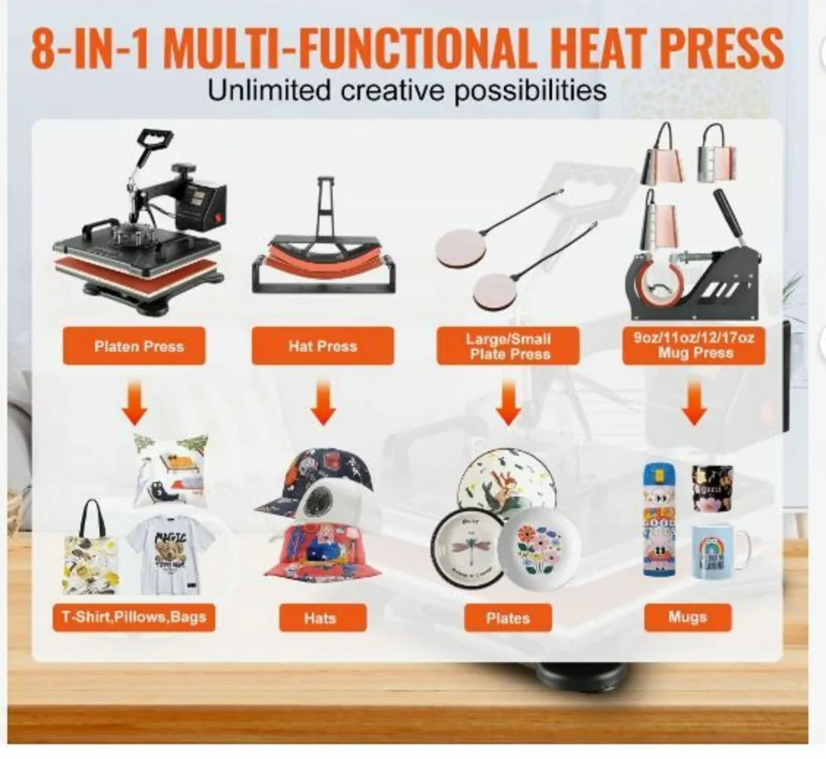 Heat Press 8 in 1 Heat Press Machine 38x30cm - Image 2