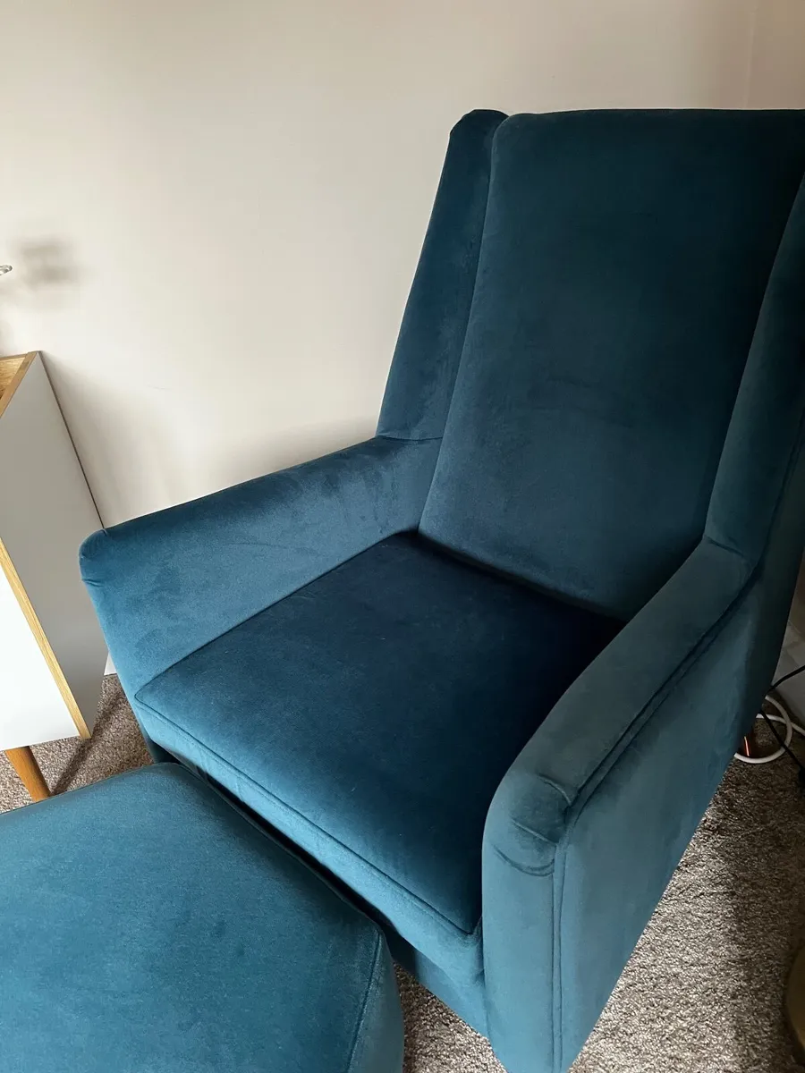 Velvet armchair & Footstool DFS ‘Capsule’ - Image 2