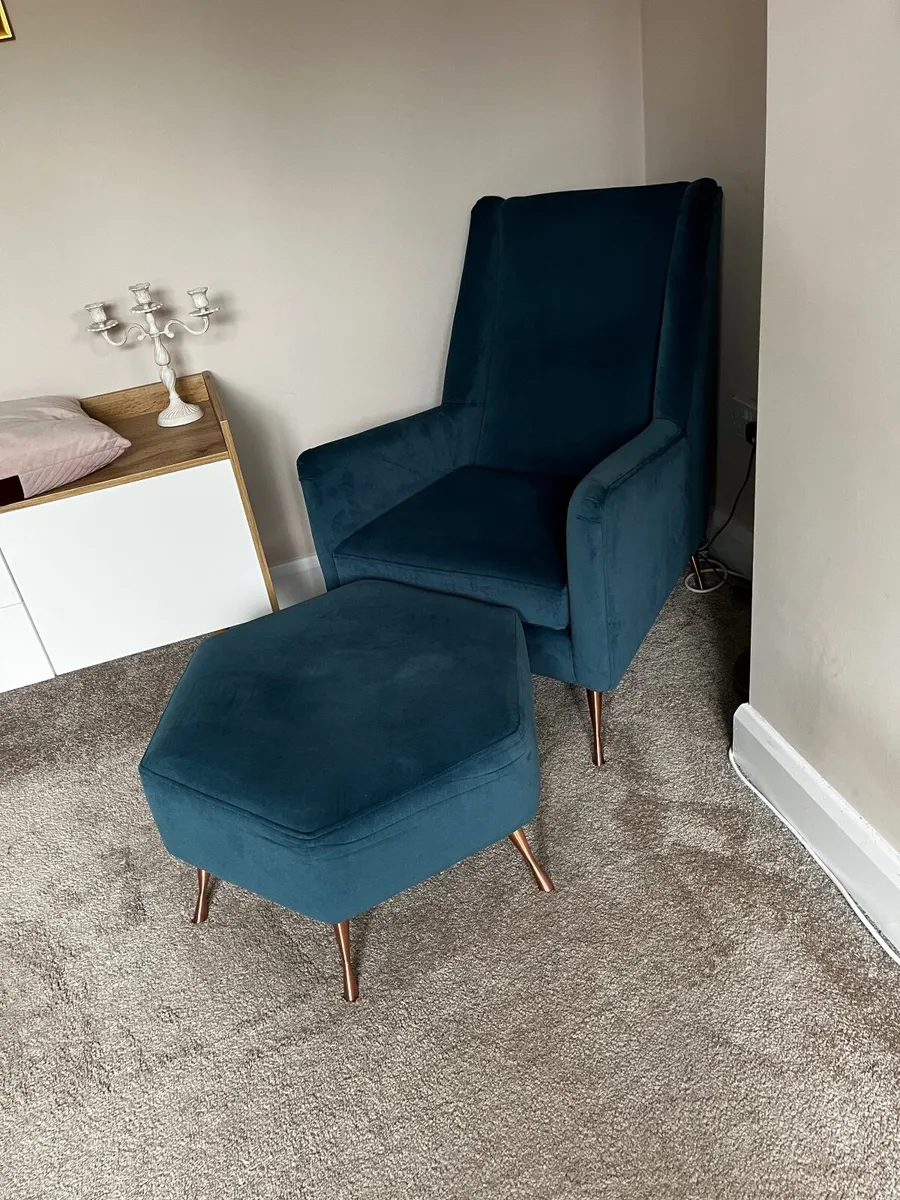 Velvet armchair & Footstool DFS ‘Capsule’ - Image 1
