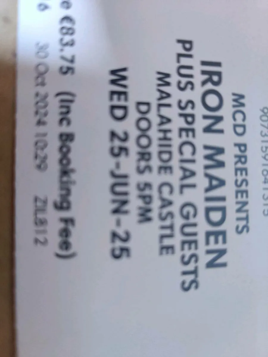 Single Iron Maiden ticket malahide park