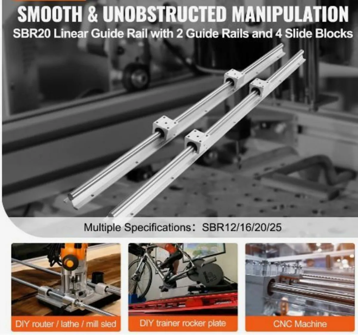 Linear Guide Rail Set, SBR20 1200mm - Image 2
