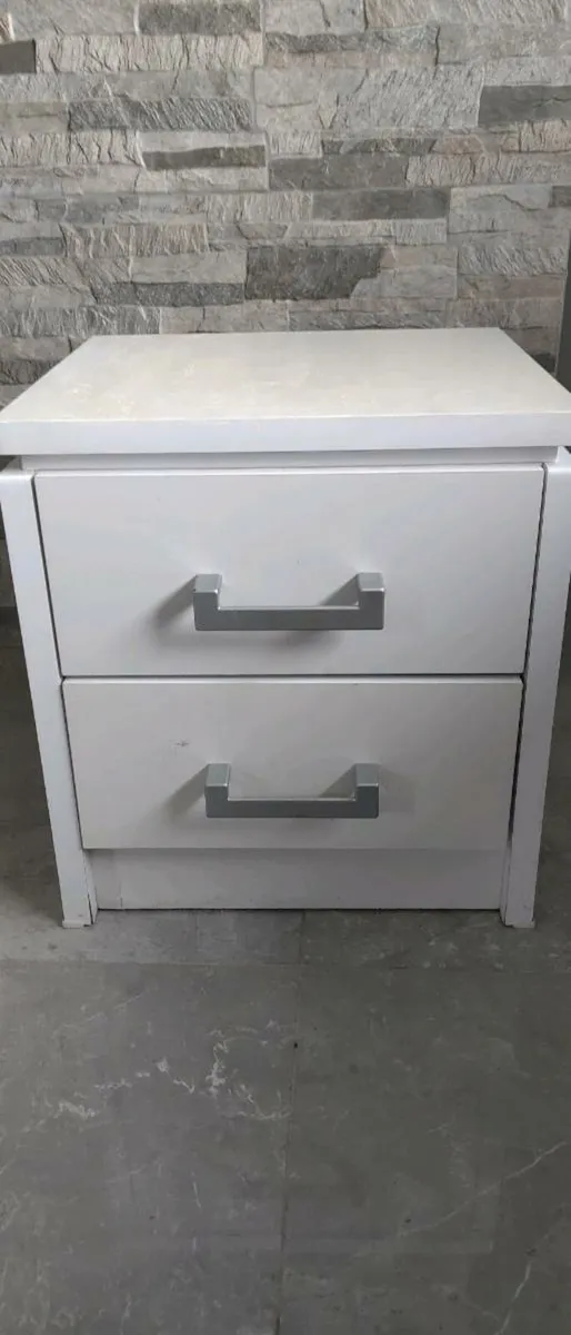 White 2 drawer bed side locker - Image 1