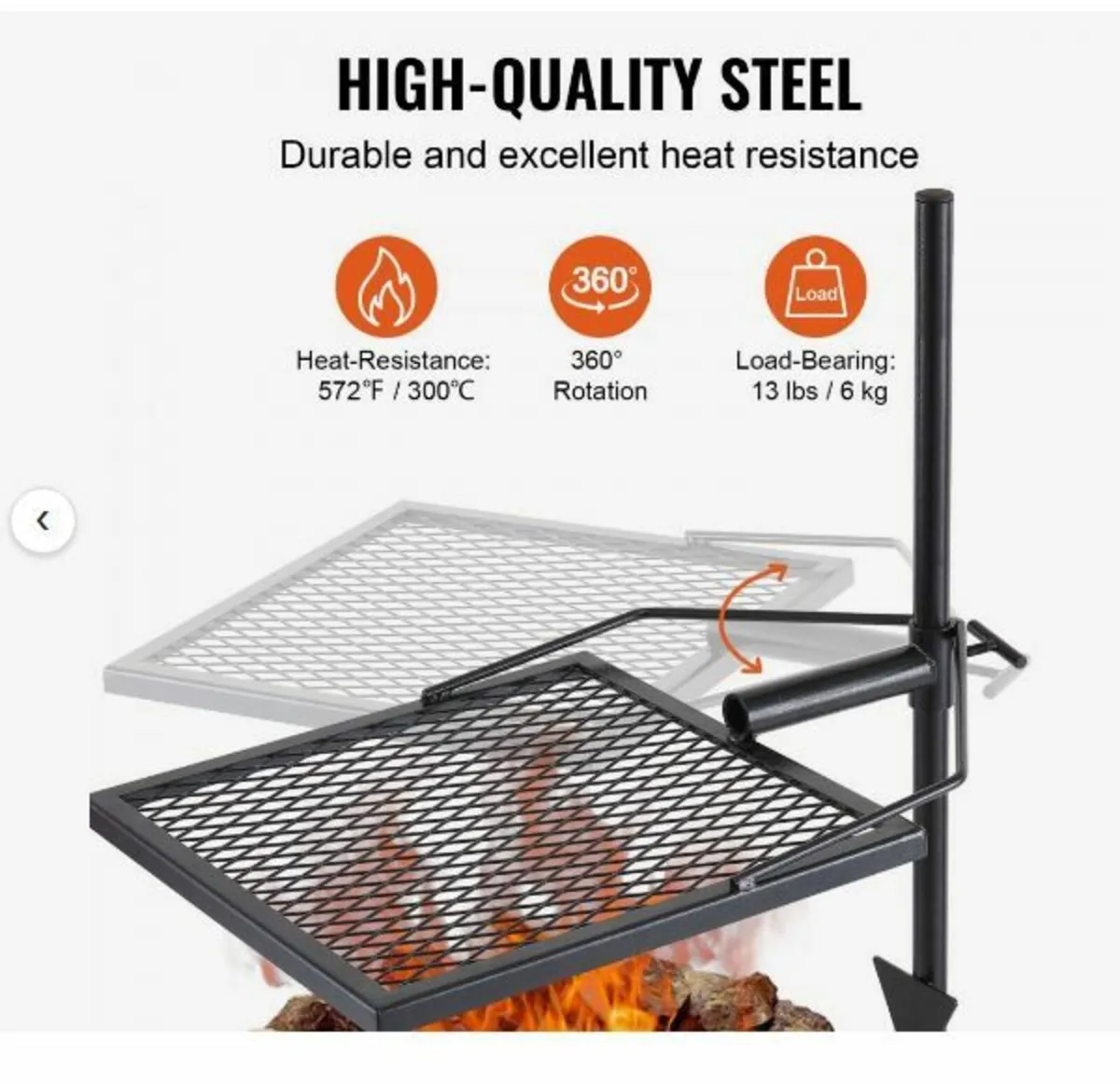 Swivel Campfire Grill Heavy Duty Steel - Image 3