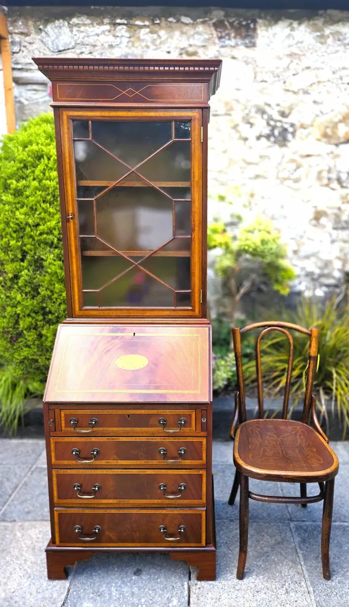 Vintage Walnut Bureau Bookcase - Image 3