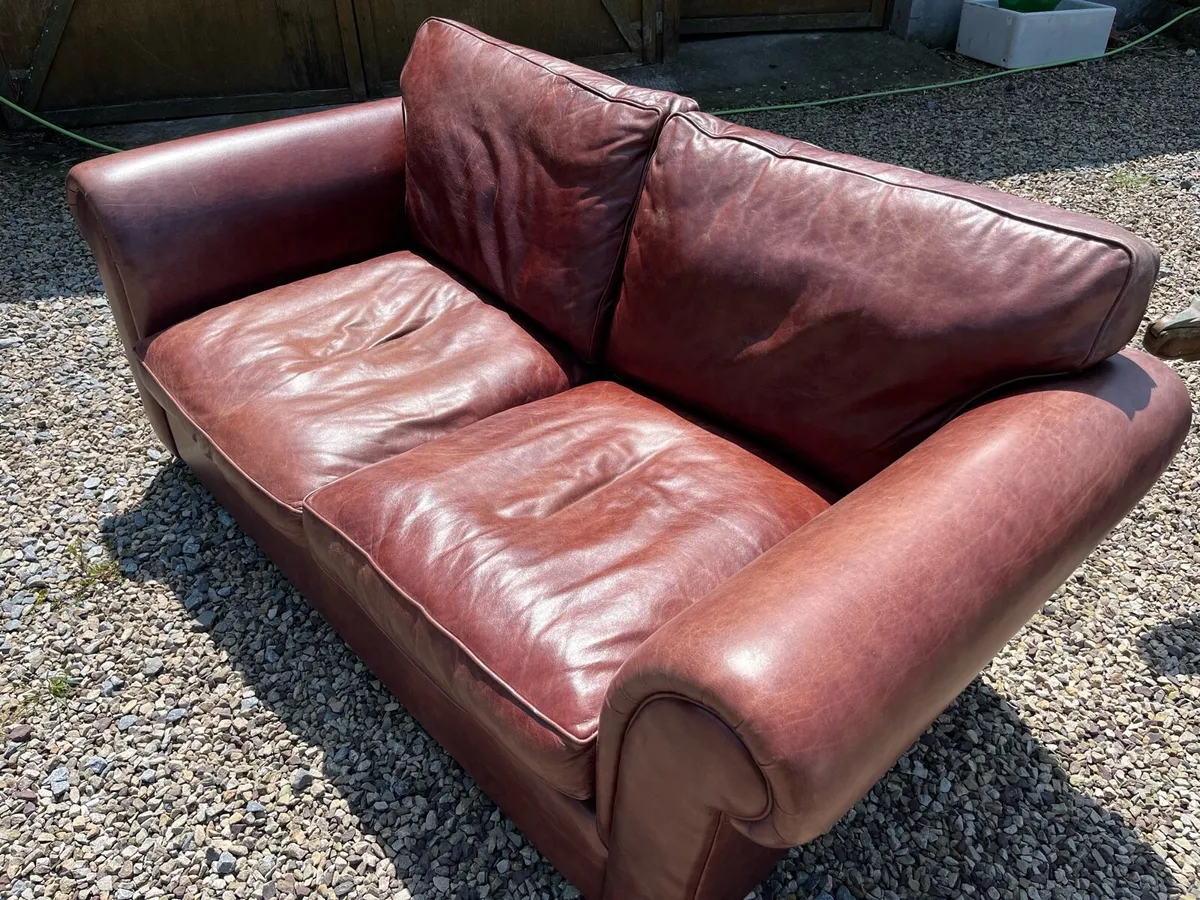 Laura Ashley leather sofa bed - Image 1