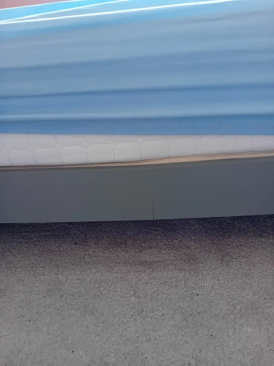 Wooden double bed (grey) and matress - Image 2