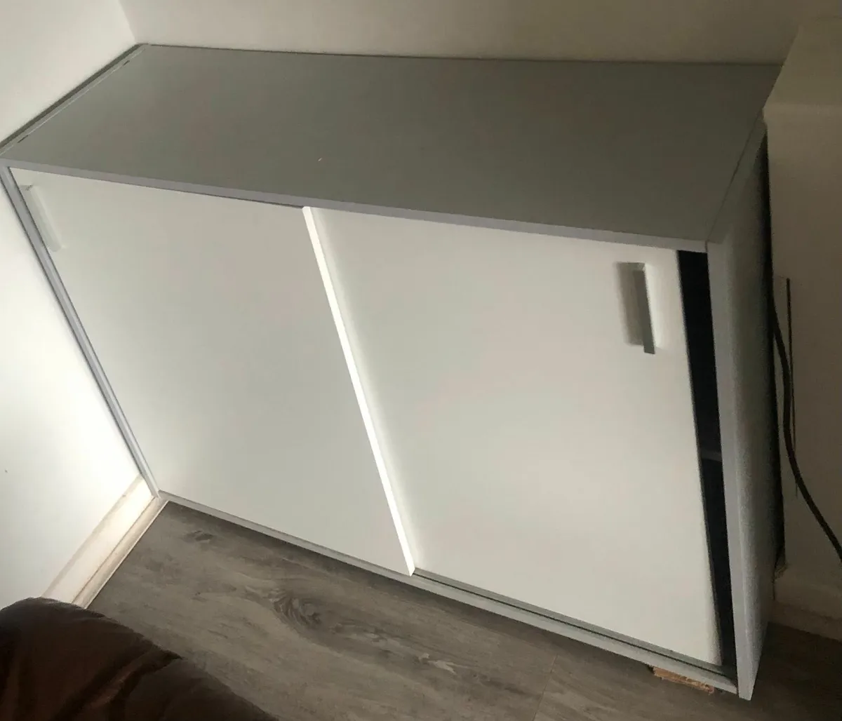 Office sliding door cabinet, small two-shelf - Image 2