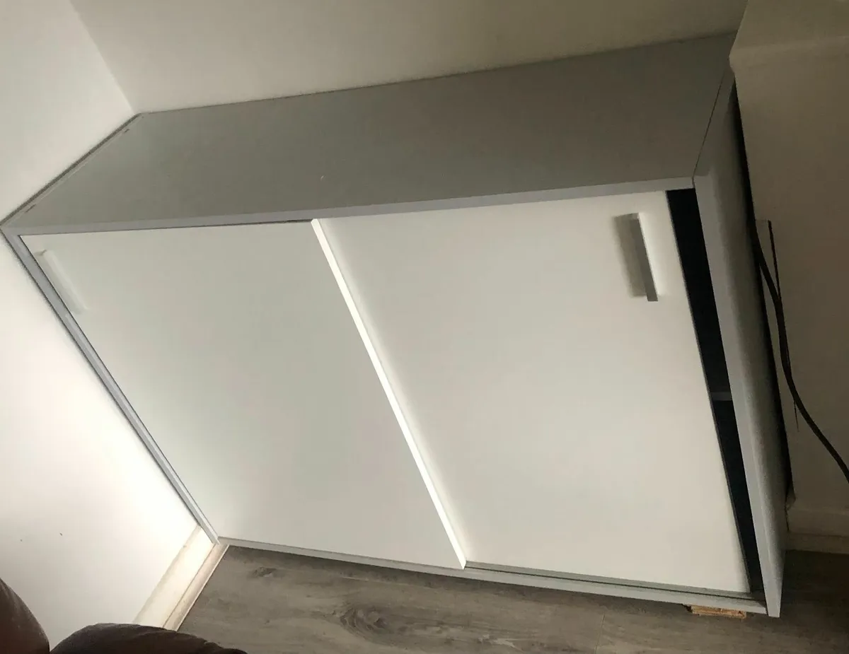 Office sliding door cabinet, small two-shelf - Image 3