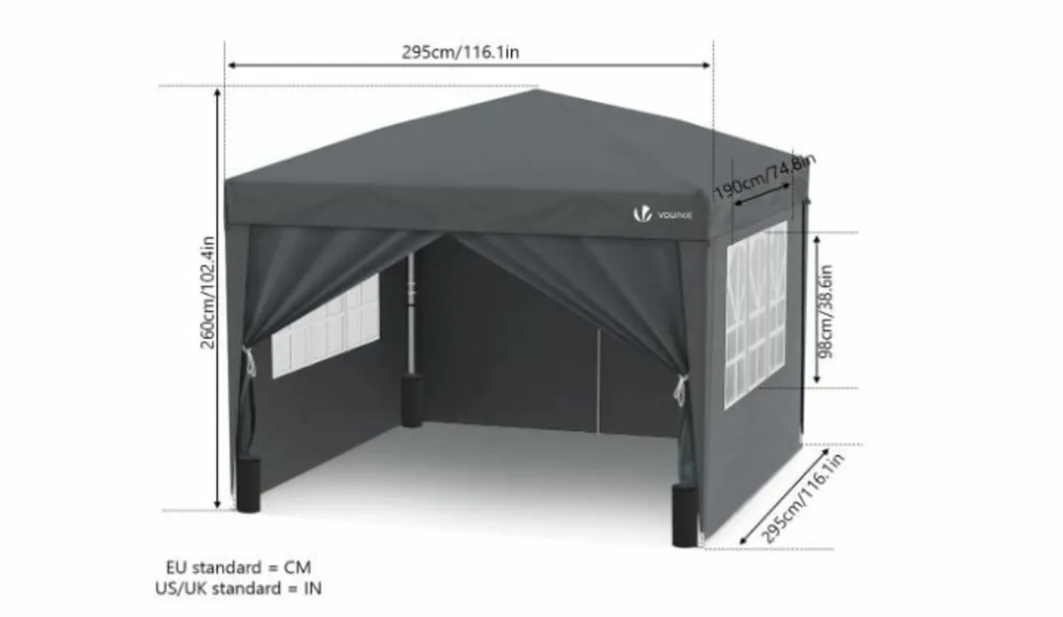 Gazebo 3 x 3 m Waterproof Pop-Up - Image 2