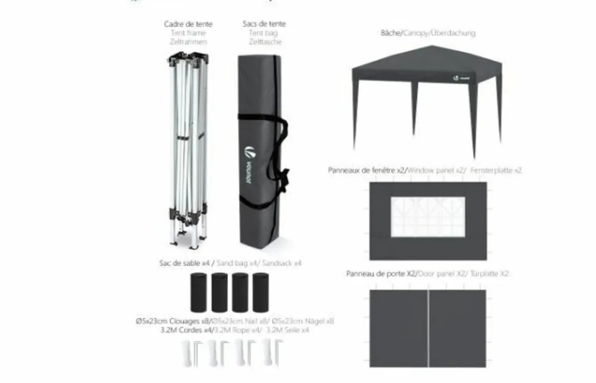 Gazebo 3 x 3 m Waterproof Pop-Up - Image 3