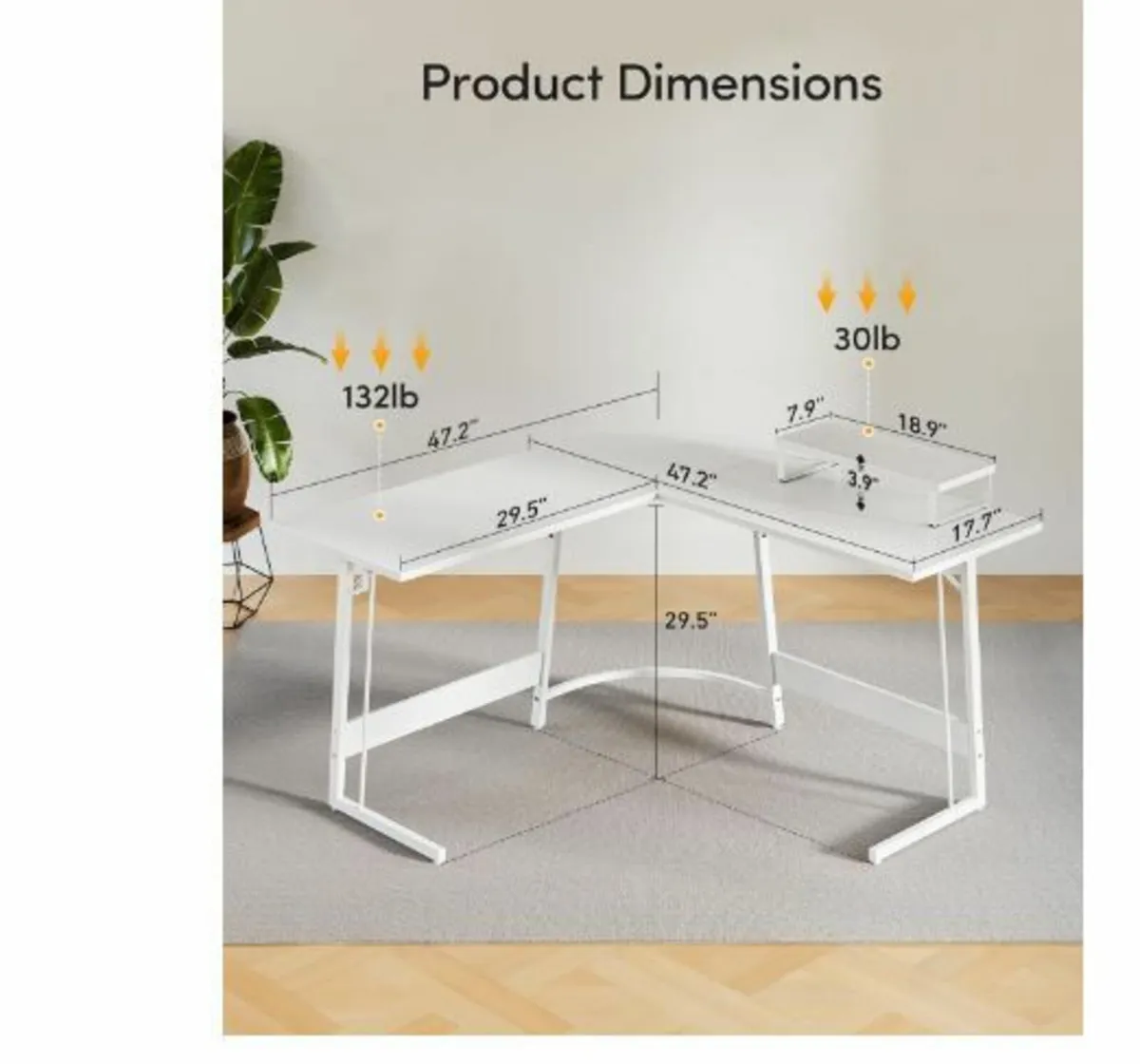 Gaming Table Corner Desk 120 x 120 cm - Image 3
