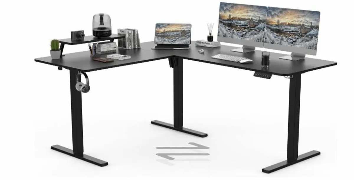 160 x 140 cm Corner Desk, Height Adjustable Desk - Image 1