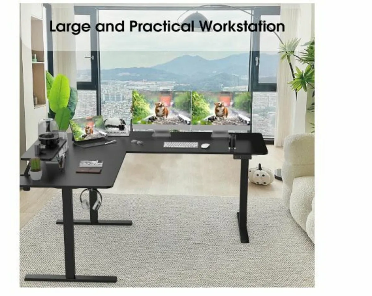 160 x 140 cm Corner Desk, Height Adjustable Desk - Image 2