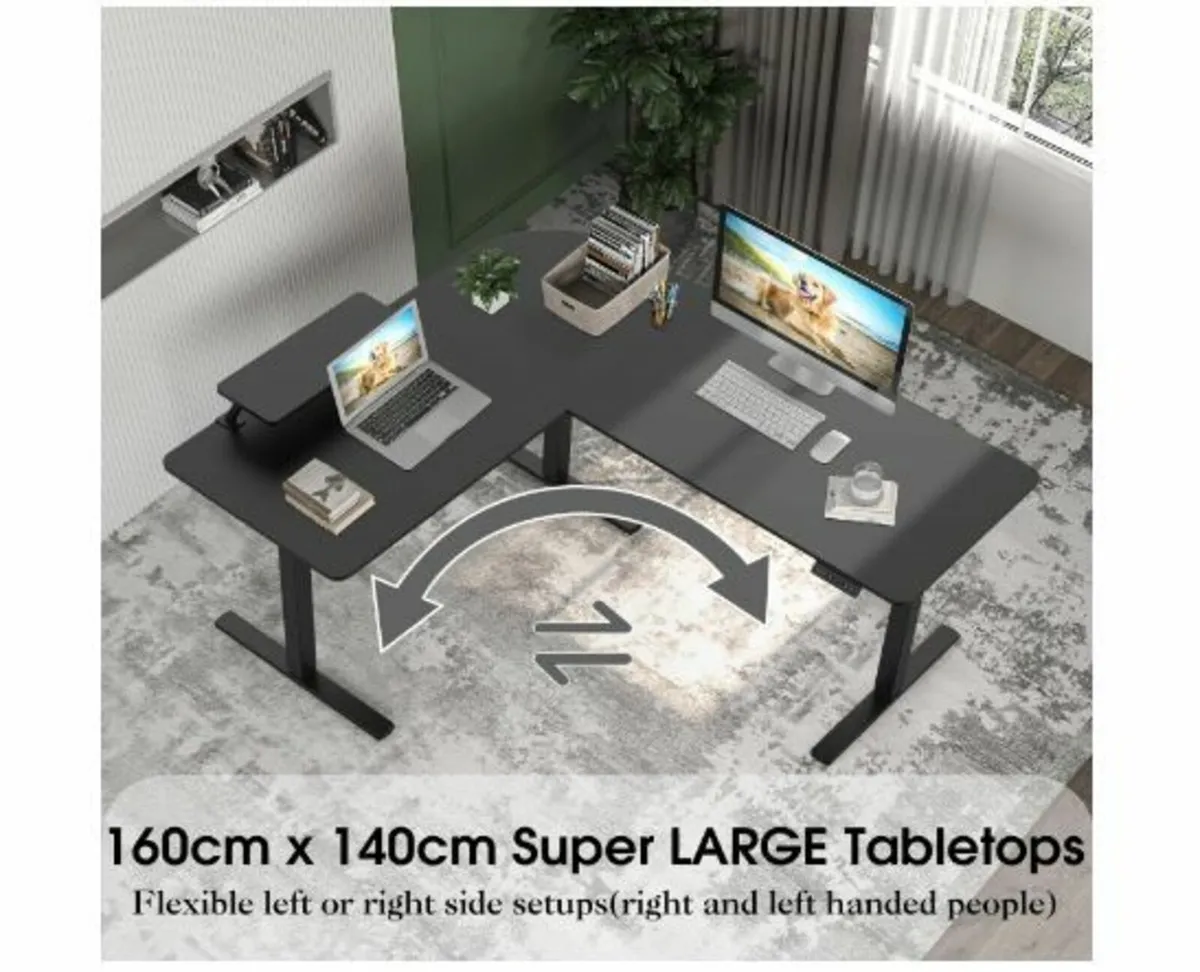 160 x 140 cm Corner Desk, Height Adjustable Desk - Image 4