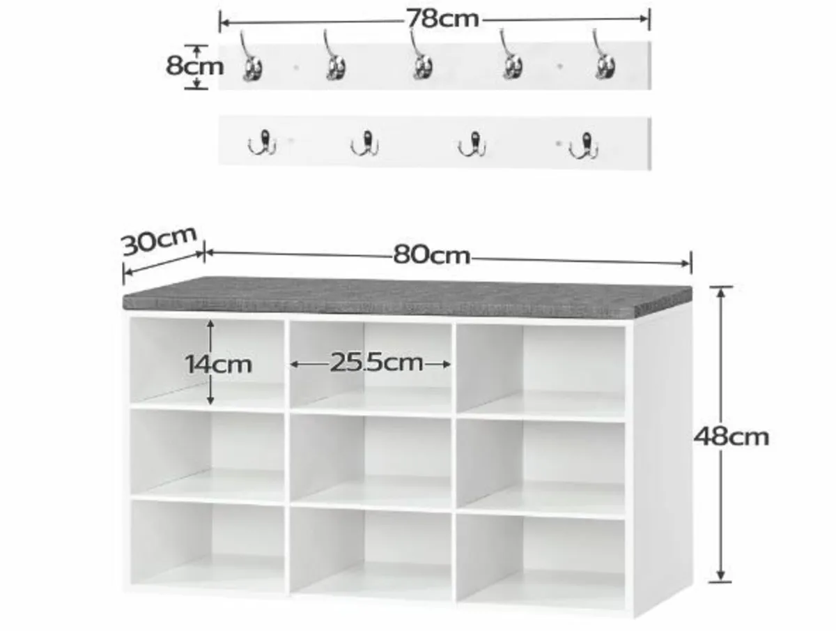 Wardrobe Shoe Rack Set, Shoe Bench - Image 4