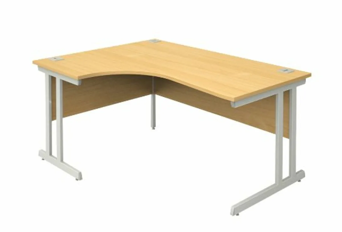 Beech radial office desks, drawers & cabinets - Image 1