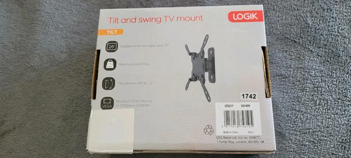 Logik Tilt And Swing Black Tv Mount/ Bracket - Image 2