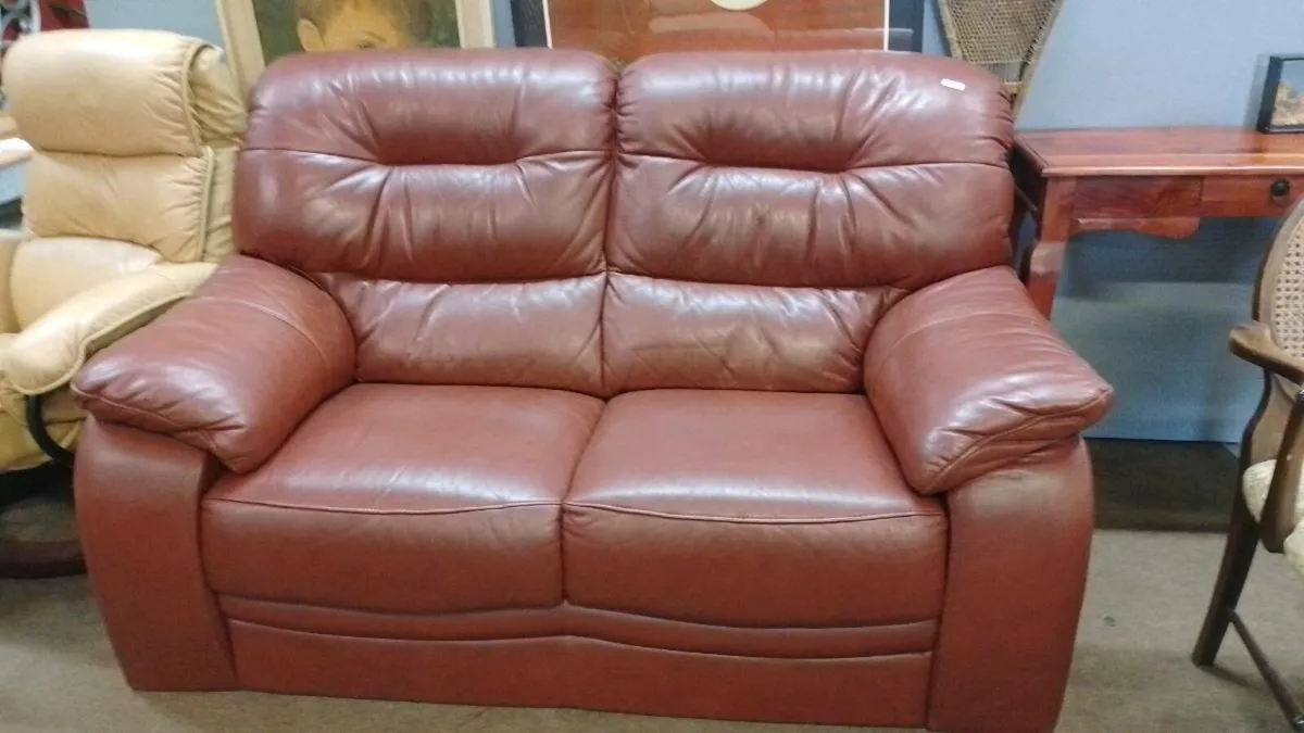 Real Leather Two Seat Sofa