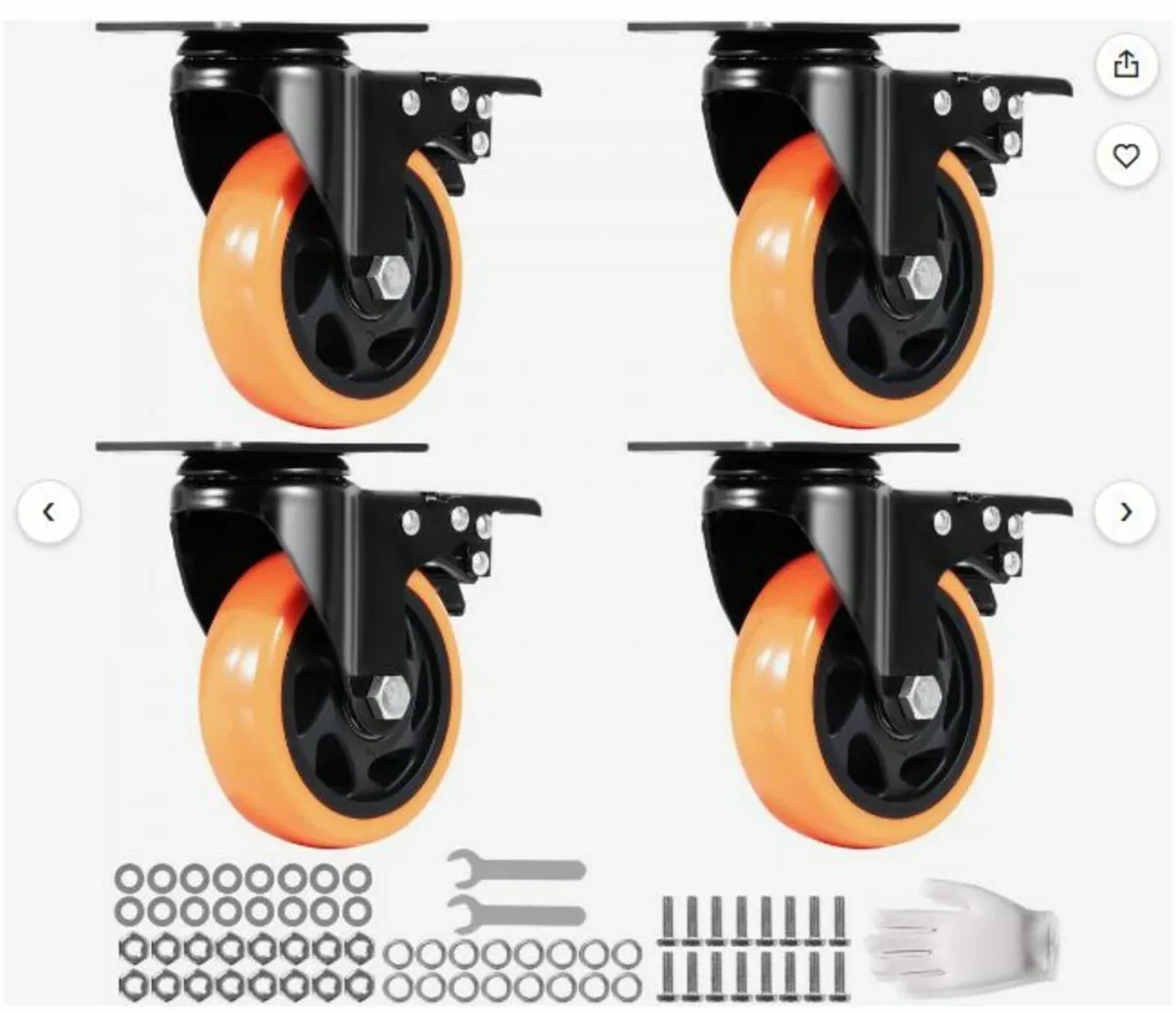 Caster Wheels, 4-inch Swivel Plate - Image 1