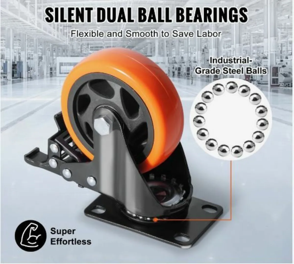 Caster Wheels, 4-inch Swivel Plate - Image 2