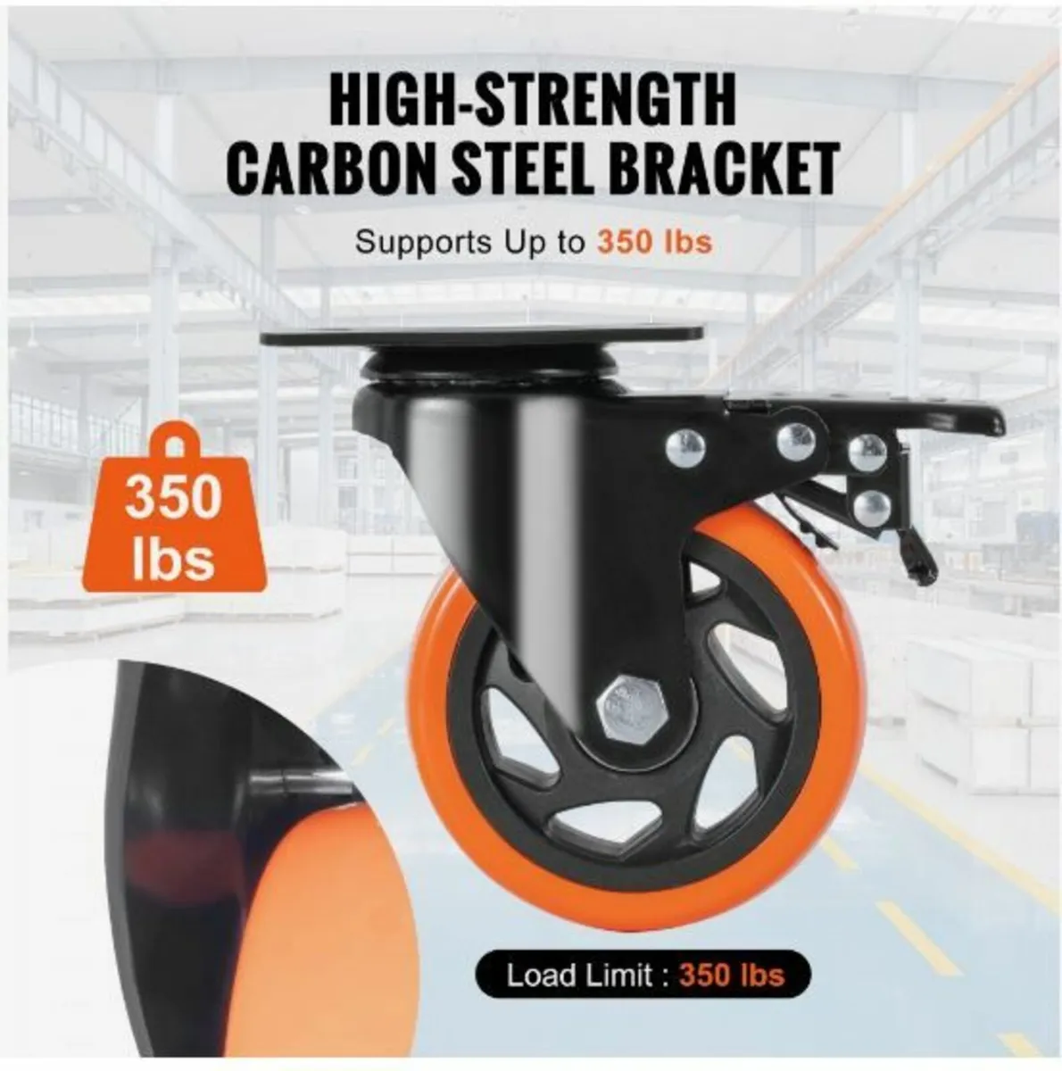 Caster Wheels, 4-inch Swivel Plate - Image 4