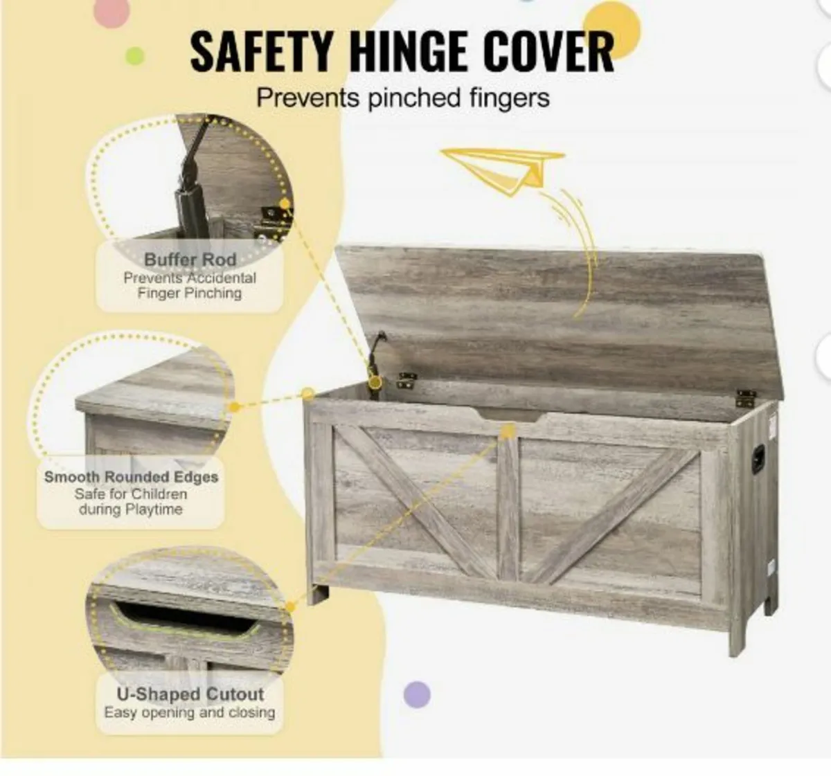 Kids Toy Storage Bench Wooden Toy - Image 4