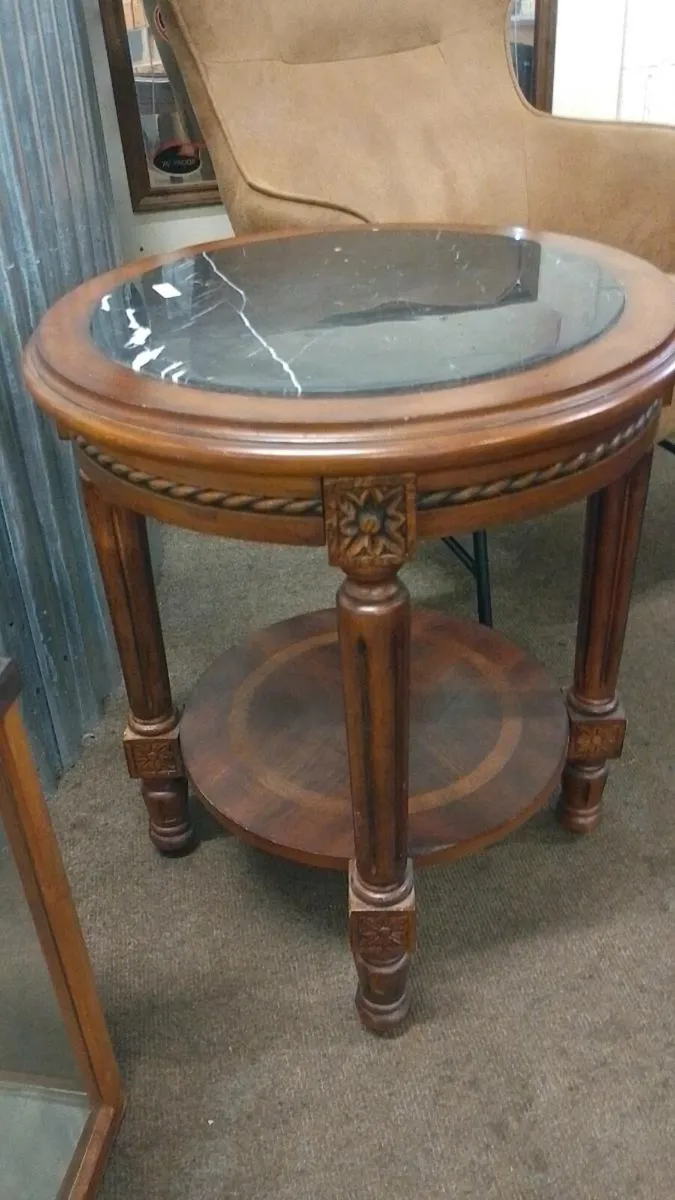 Decorative Marble Topped Round Table - Image 1