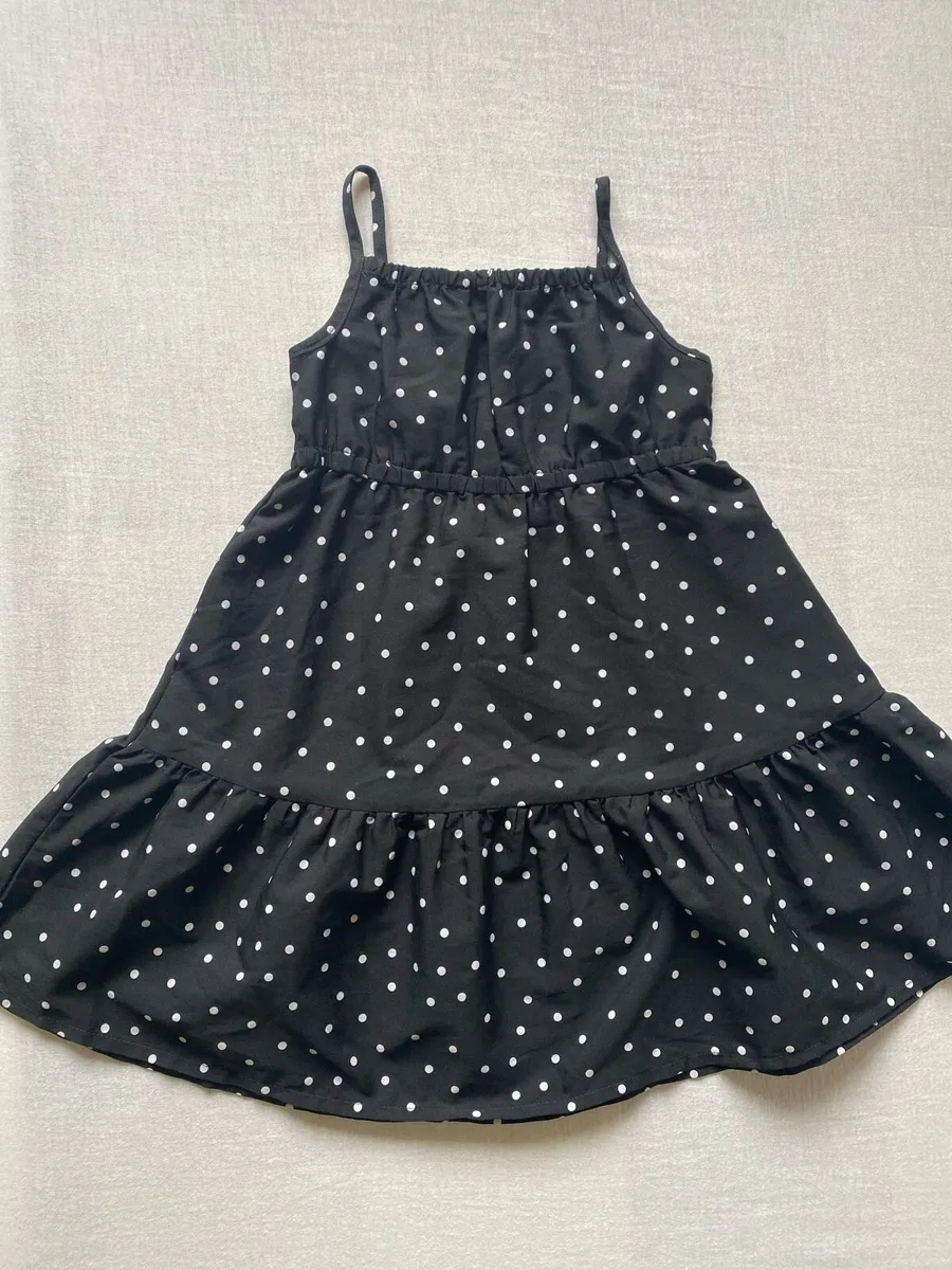 Girl’s Black and White Polka Dots Summer Dress - Image 3