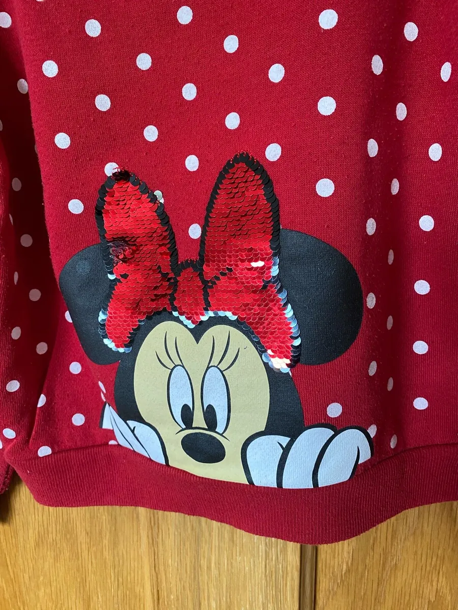 Girl’s Minnie Mouse Disney Red Polka Dot Hoodie - Image 1