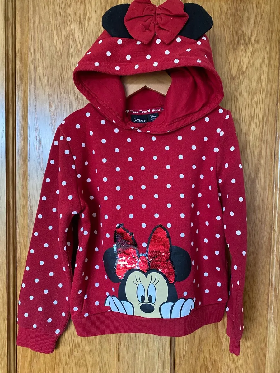 Girl’s Minnie Mouse Disney Red Polka Dot Hoodie - Image 3