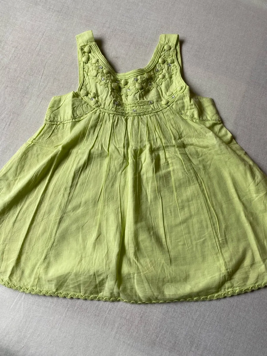 Girl’s Brand New Lime Cotton Summer Dress - Image 1