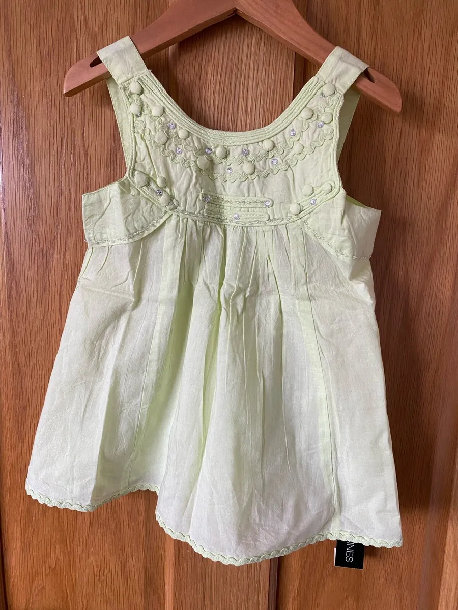 Girl’s Brand New Lime Cotton Summer Dress - Image 2