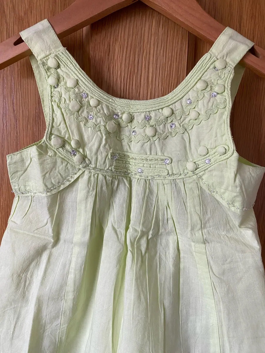 Girl’s Brand New Lime Cotton Summer Dress - Image 3