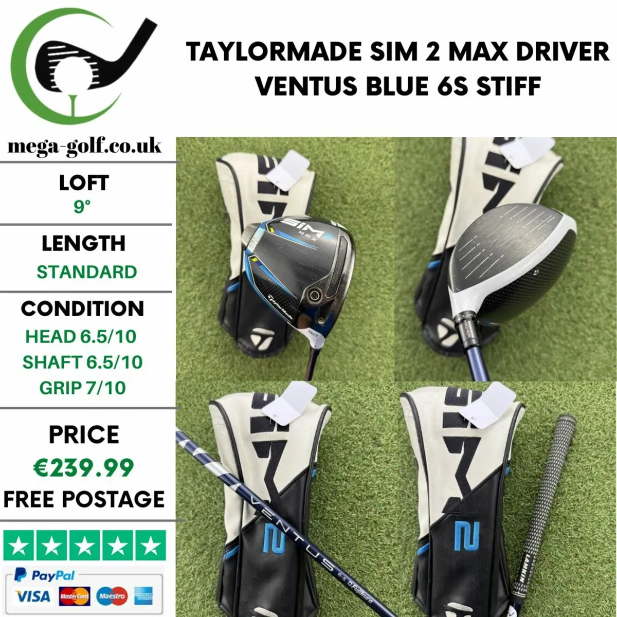 TAYLORMADE SIM 2 MAX DRIVER / 9° / STIFF - Image 1