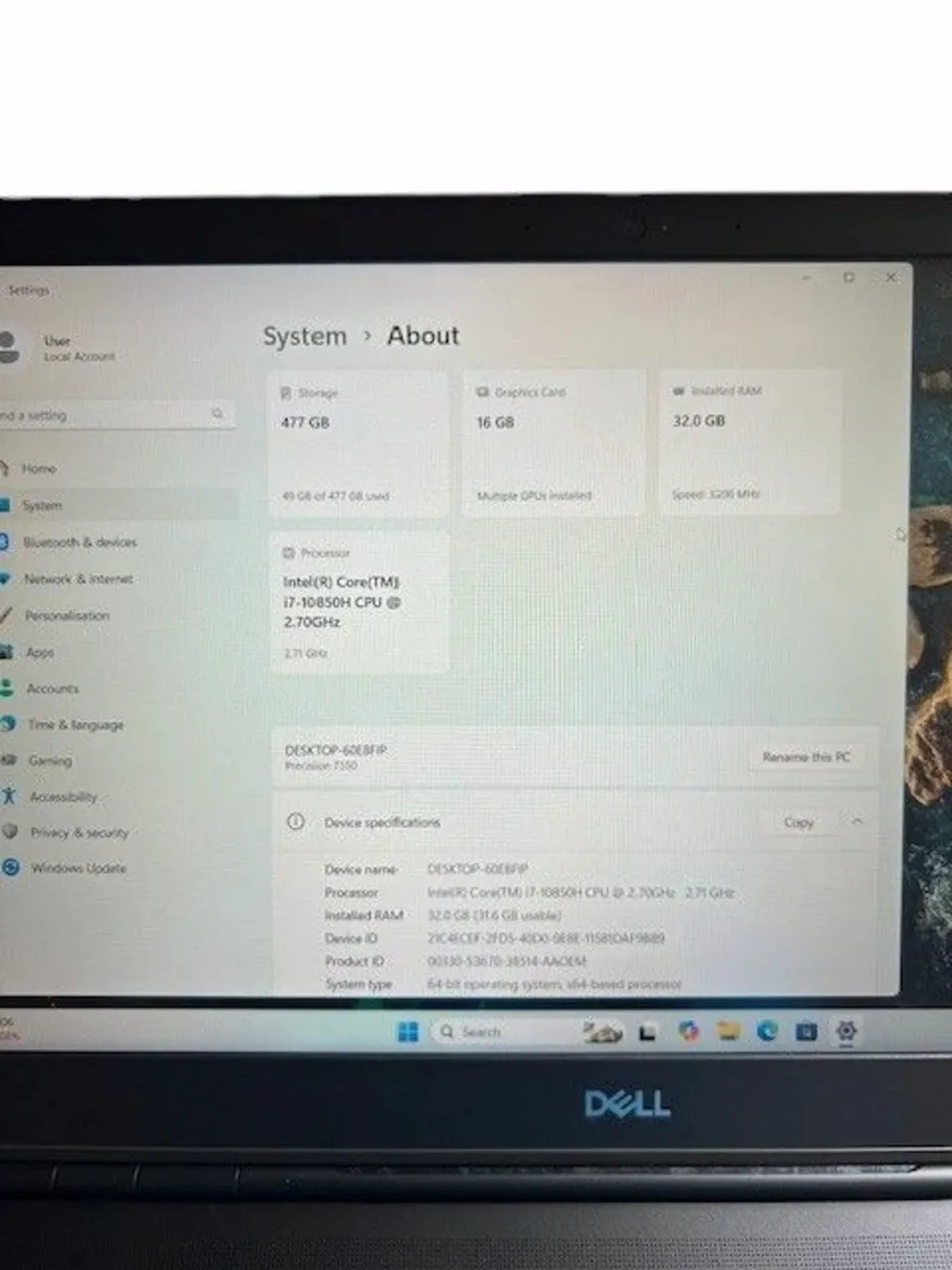 Dell Precision 7550-i7 Massive 16GB Graphics - Image 2