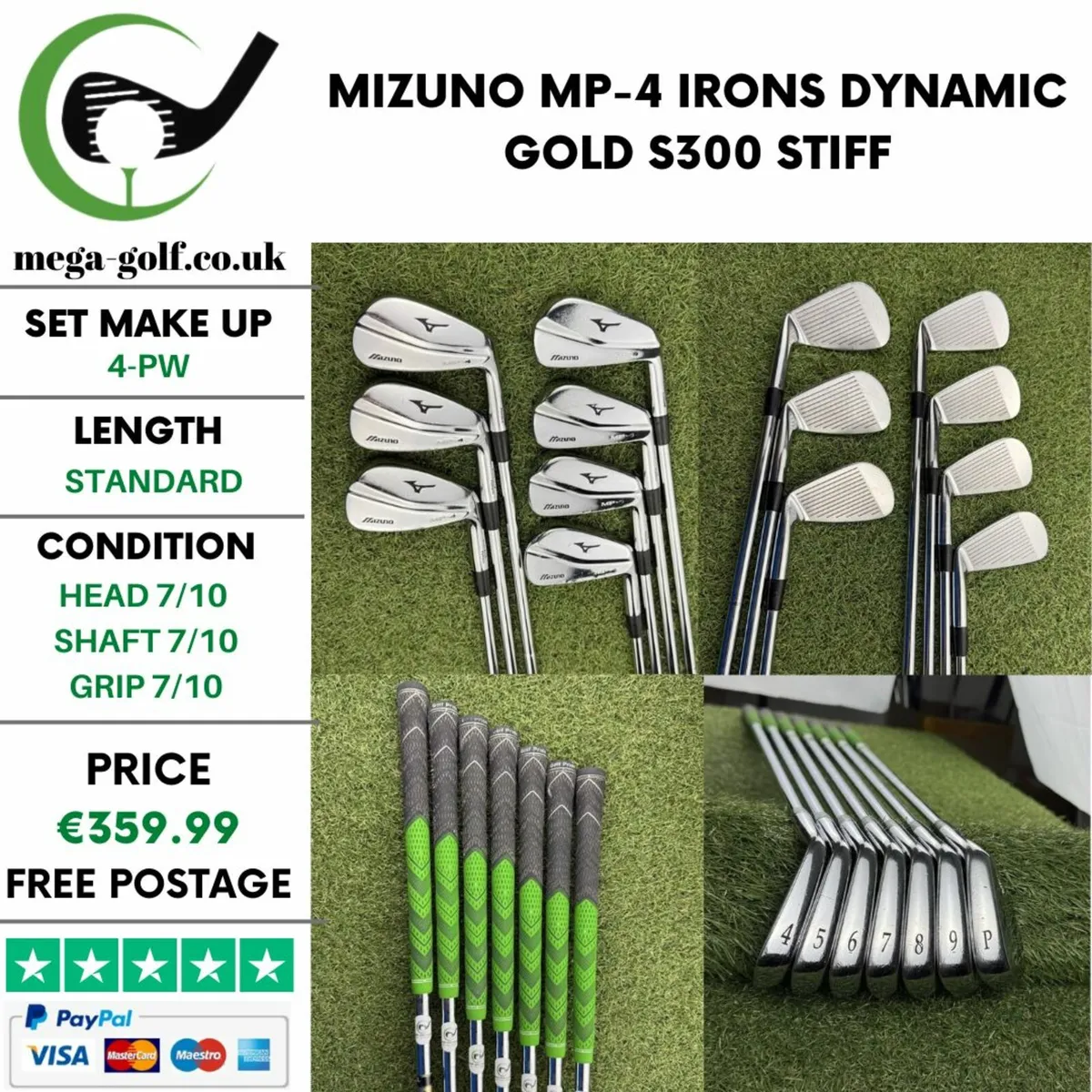 MIZUNO MP-4 IRONS / 4-PW / DYNAMIC GOLD S300 STIFF - Image 1