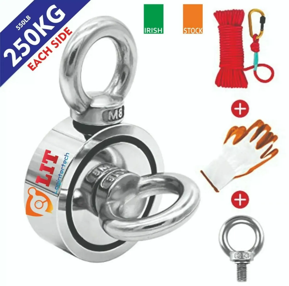 Double Sided Magnet Fishing Kit D75mm 20M Rope - Image 1