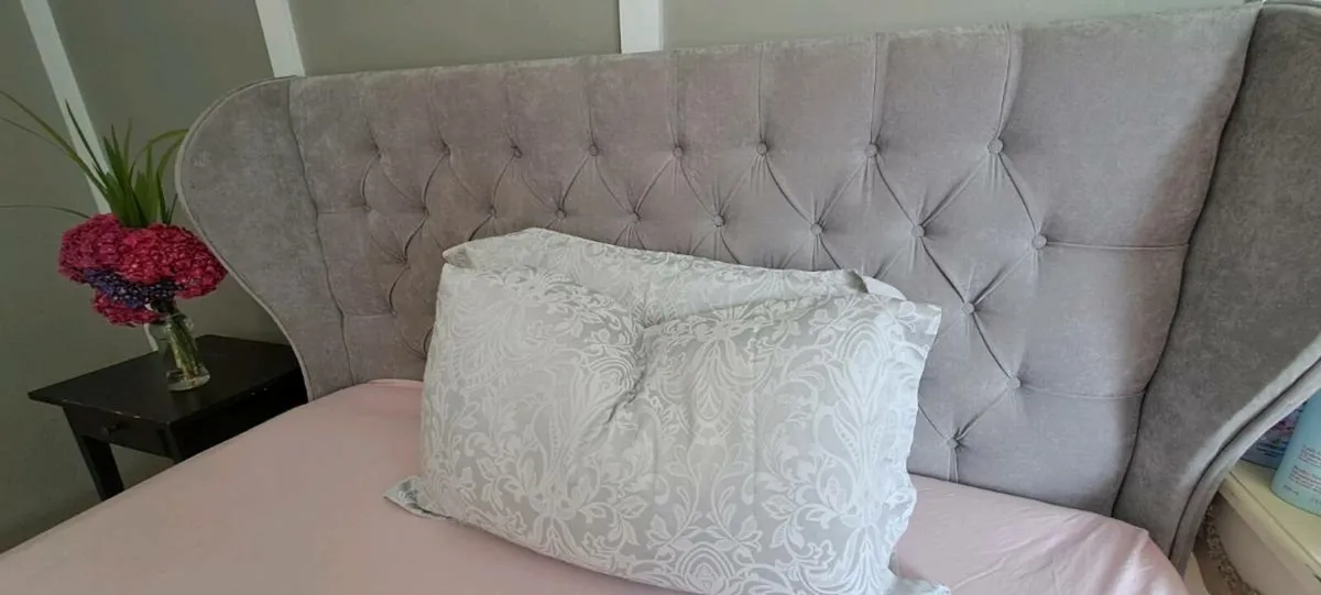 King Wing (floor standing) grey headboard and base - Image 2
