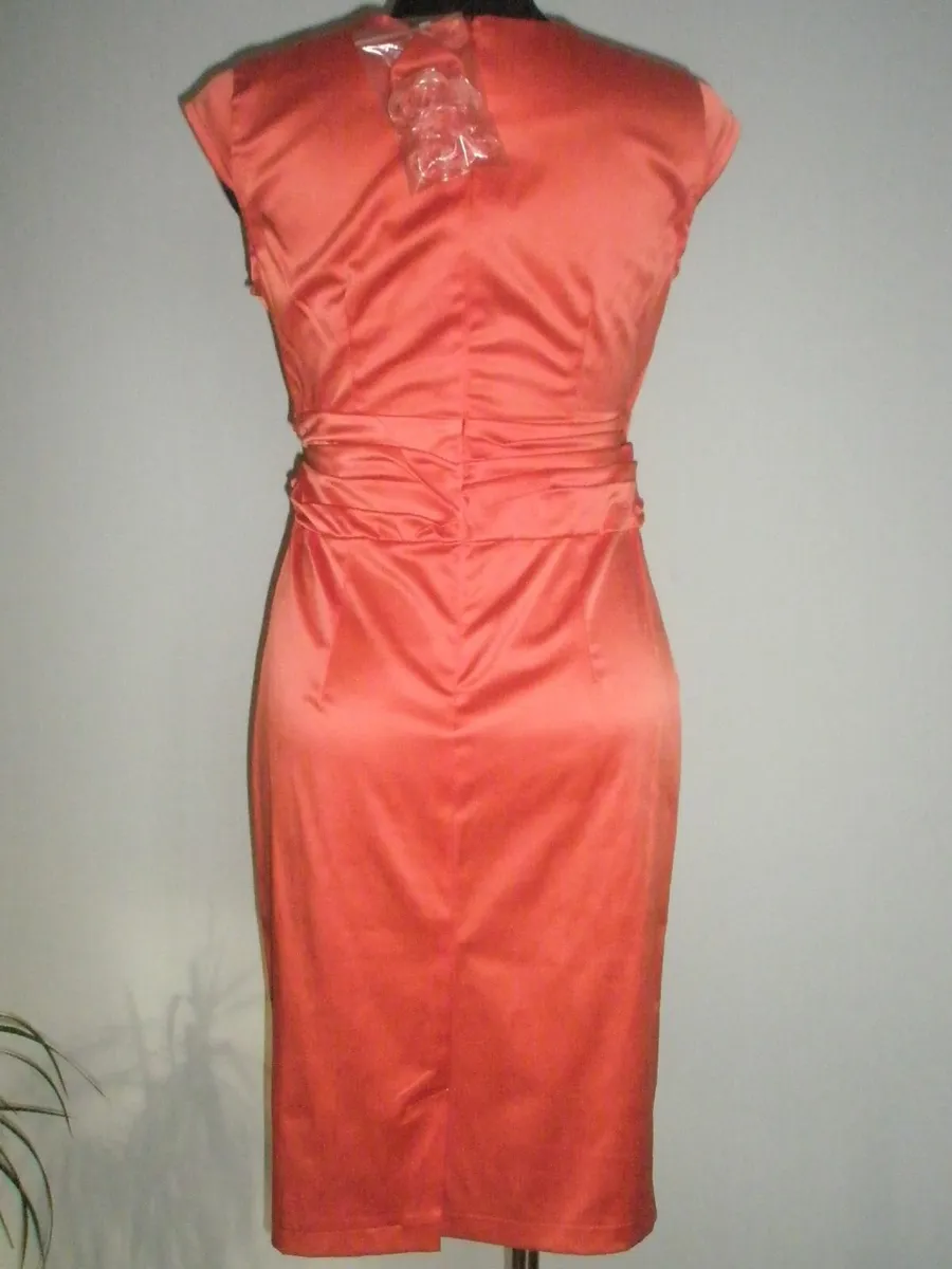 Satin look dress with rhinestones decoration - Image 2