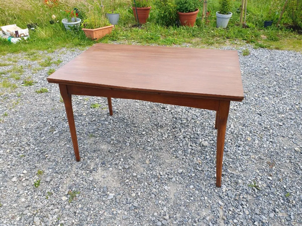 Mid century teak draw leaf dining table restored - Image 1