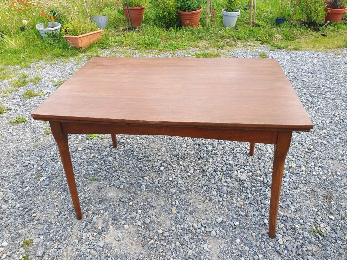 Mid century teak draw leaf dining table restored - Image 2