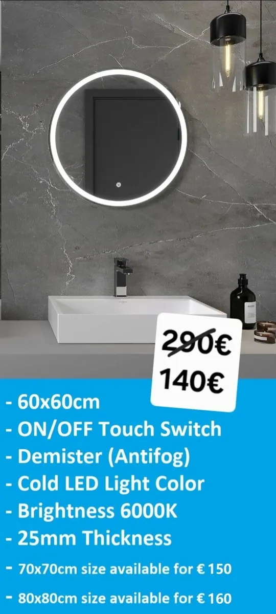 LED Bathroom Mirror 60x60cm - Image 1