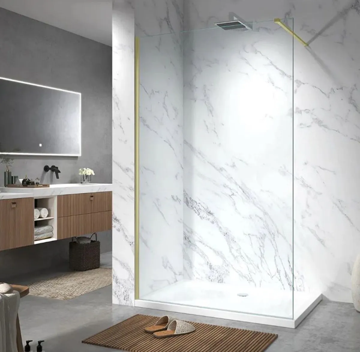 700mm gold wetroom shower screen - Image 1