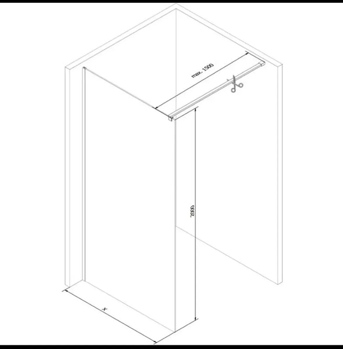 700mm gold wetroom shower screen - Image 3