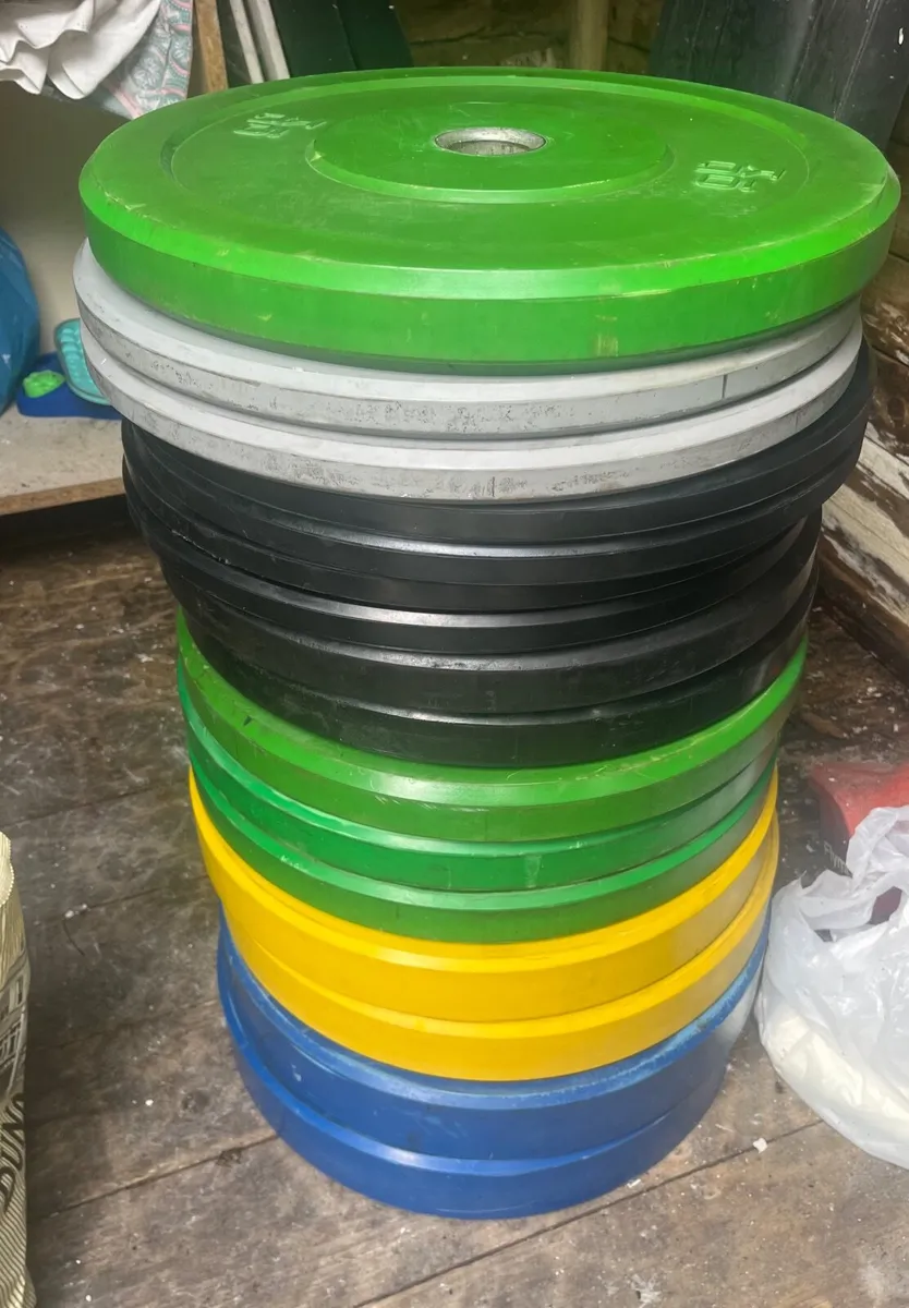 Gym equipment - bumper plates/ hex dumbbells