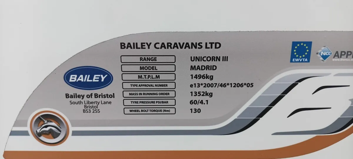 Bailey Unicorn Madrid series 111  2016 3 berth - Image 4