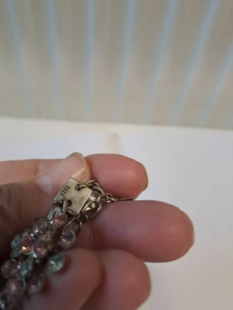 Pink and diamond flowers Necklace - Image 4