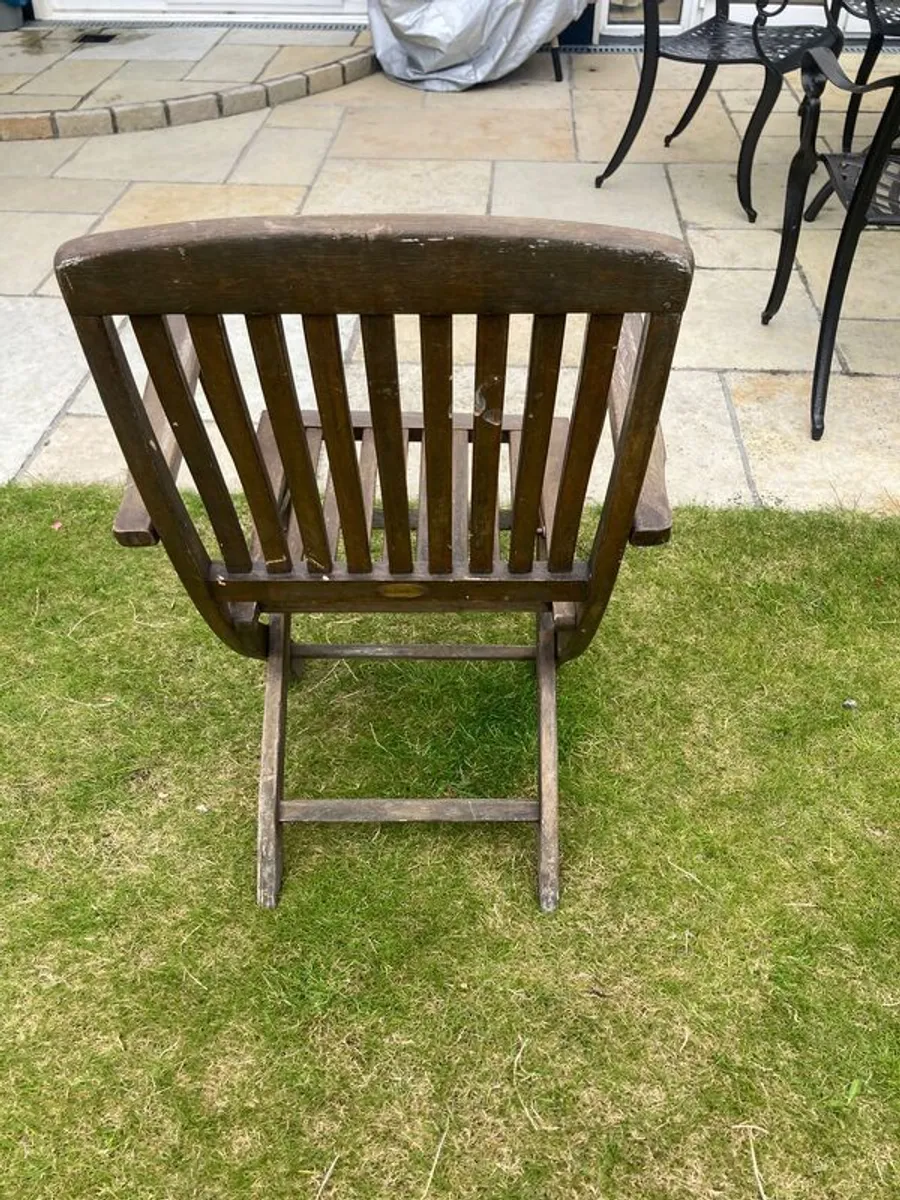 Teak Folding Patio Chairs  Set Of 4 - Image 1