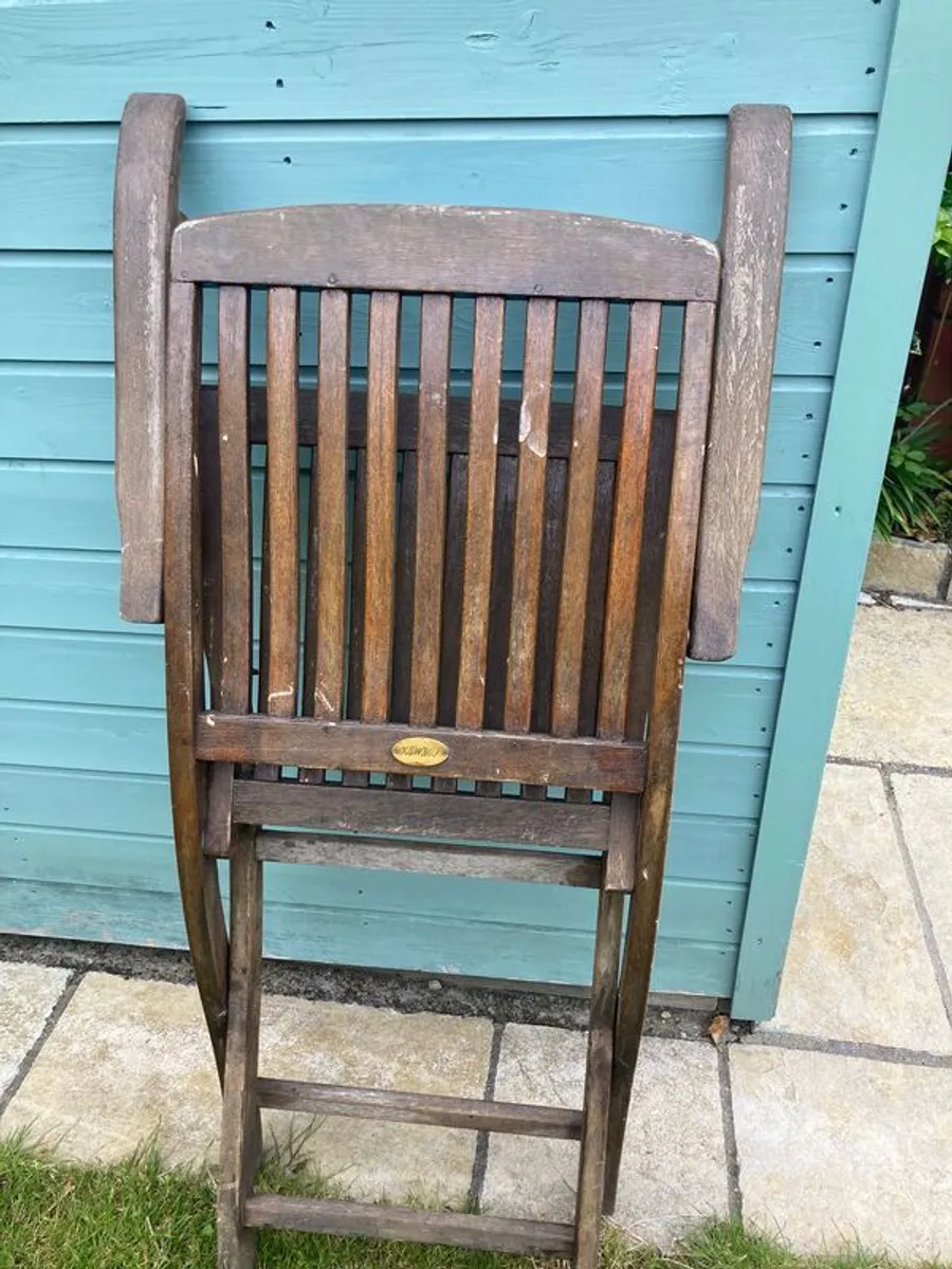Teak Folding Patio Chairs  Set Of 4 - Image 2