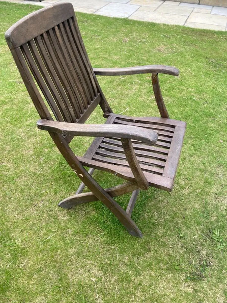 Teak Folding Patio Chairs  Set Of 4 - Image 3